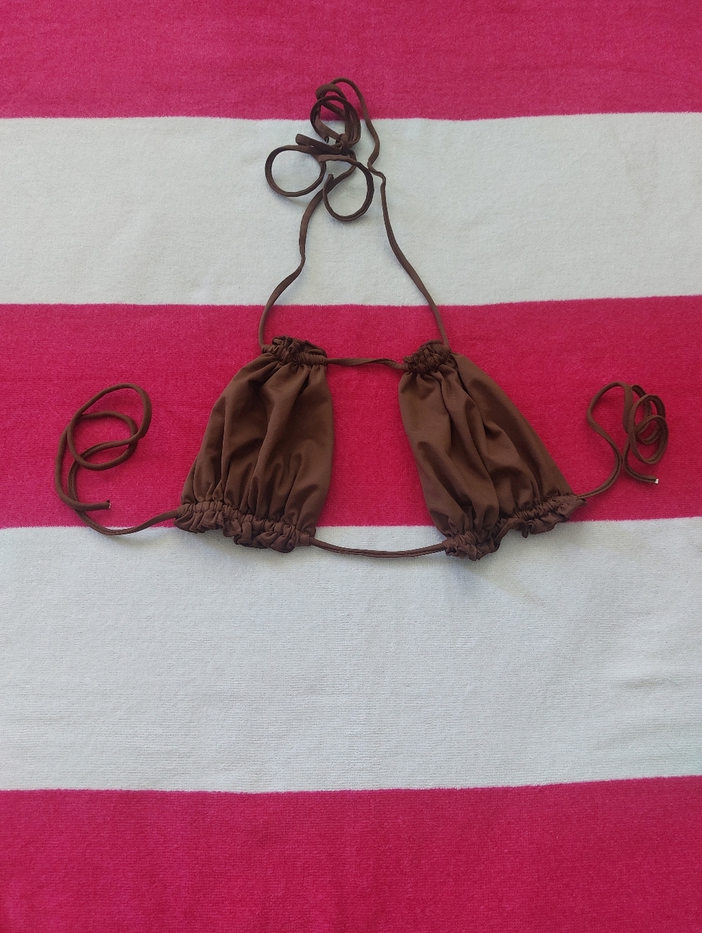 " Tan- Lines" Brown Triangle Bikini Top Size: M